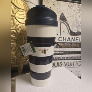 Kate Spade Navy and White Stripes Bee Travel Mug Tumbler